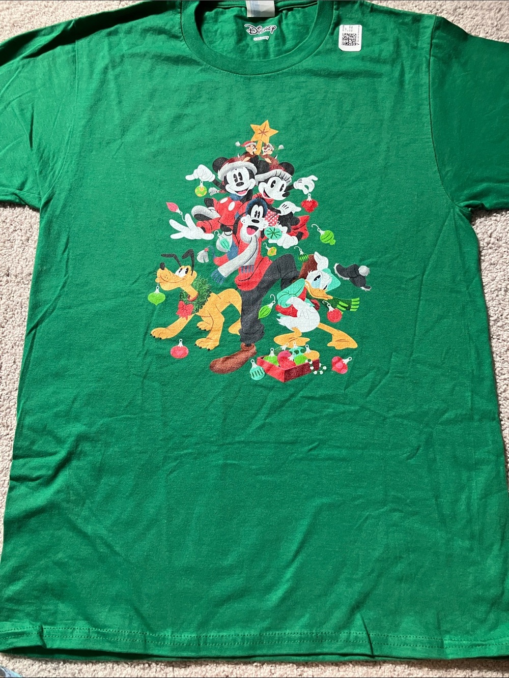 Disney Christmas Mickey & Friends Tshirt S Green